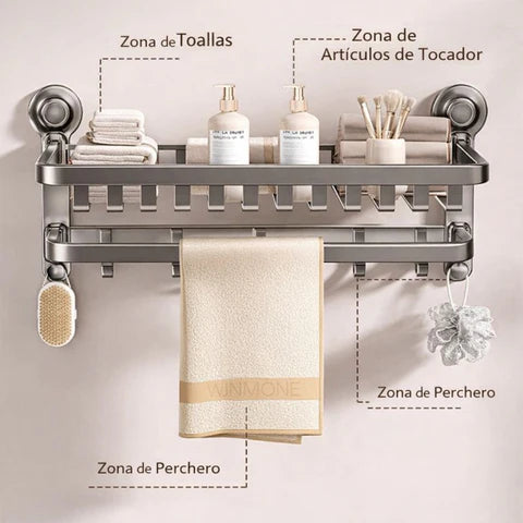 [Llevá 2 Pagá 1] Organizador de Baño Multifuncional de Acero Inoxidable con Instalación por Sellado al Vacío +REGALO: 2 Soportes de Baño