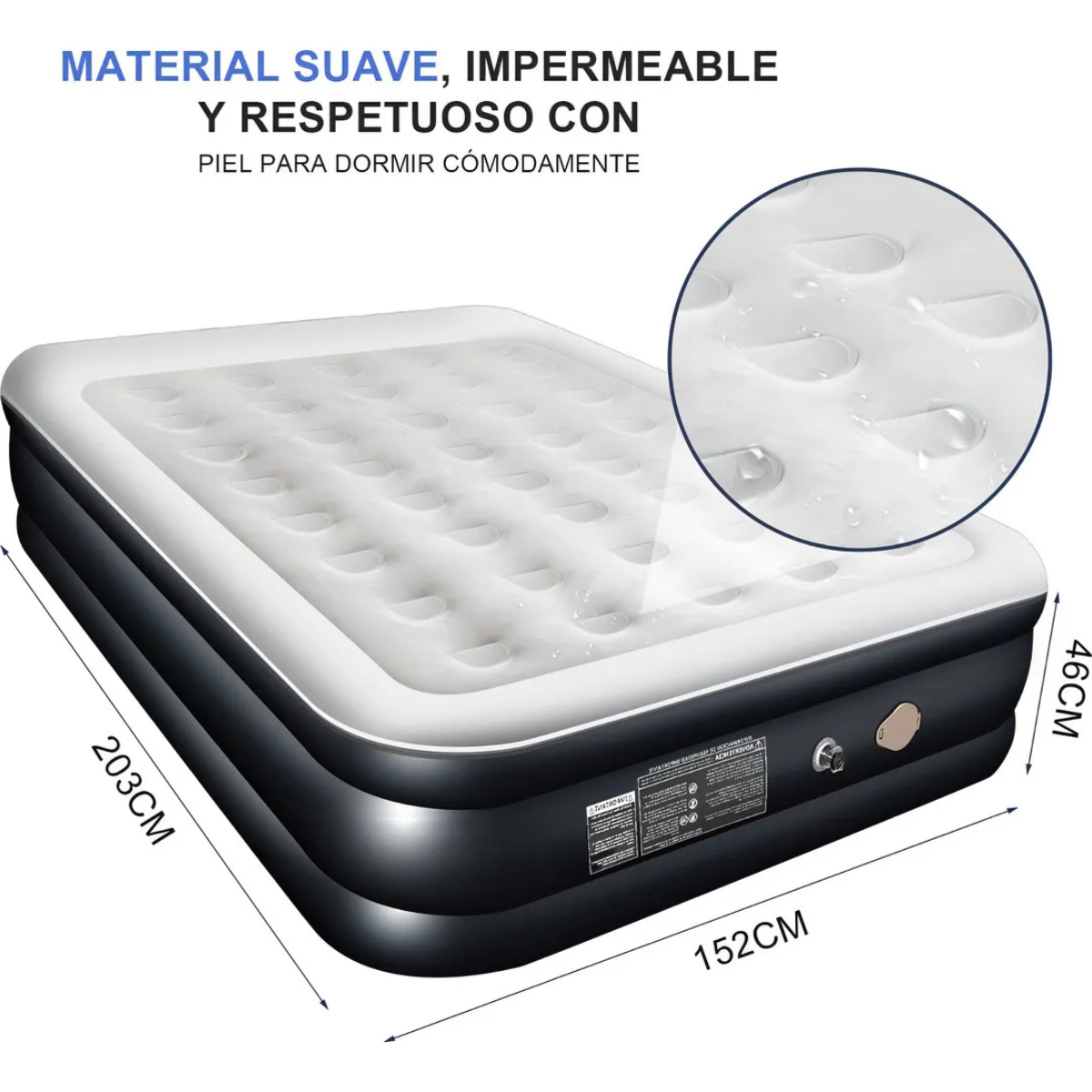 [Llevá 2 Pagá 1] Colchón Portátil de Dos Plazas con Apoyo para la Cabeza, Triple Revestimiento y Antidesgarro +REGALO: Bomba de Aire Eléctrica