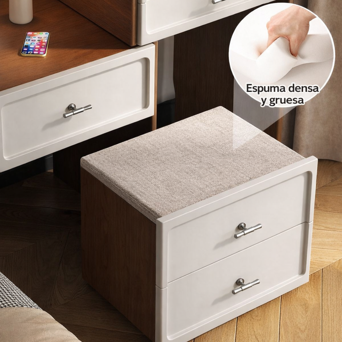 [Llevá 2 Pagá 1] Mesita Organizadora de Dormitorio de Madera con 4 Cajones y Compartimentos Inteligentes