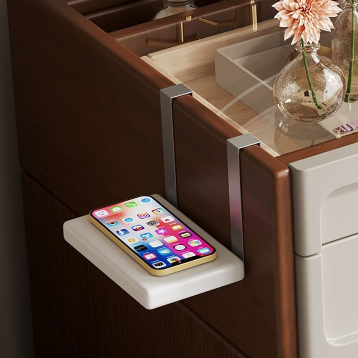 [Llevá 2 Pagá 1] Mesita Organizadora de Dormitorio de Madera con 4 Cajones y Compartimentos Inteligentes